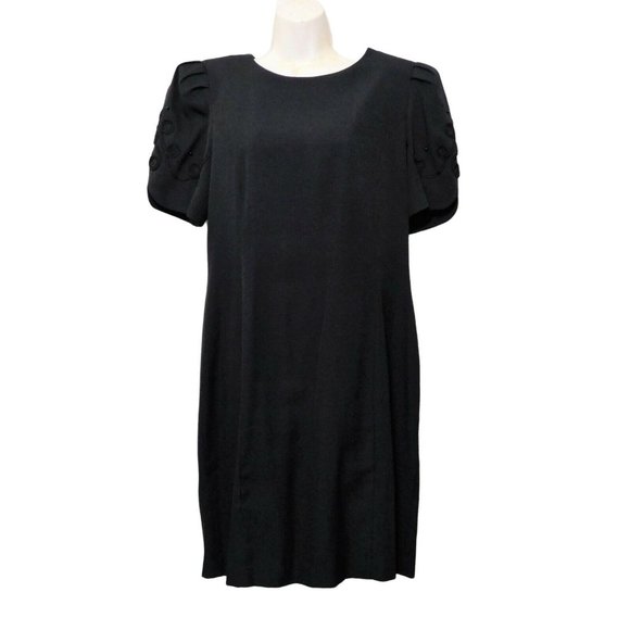 Anthony Mark Hankins Vintage Dress Size 10 Black Beaded Puff Sleeve - Picture 1 of 7